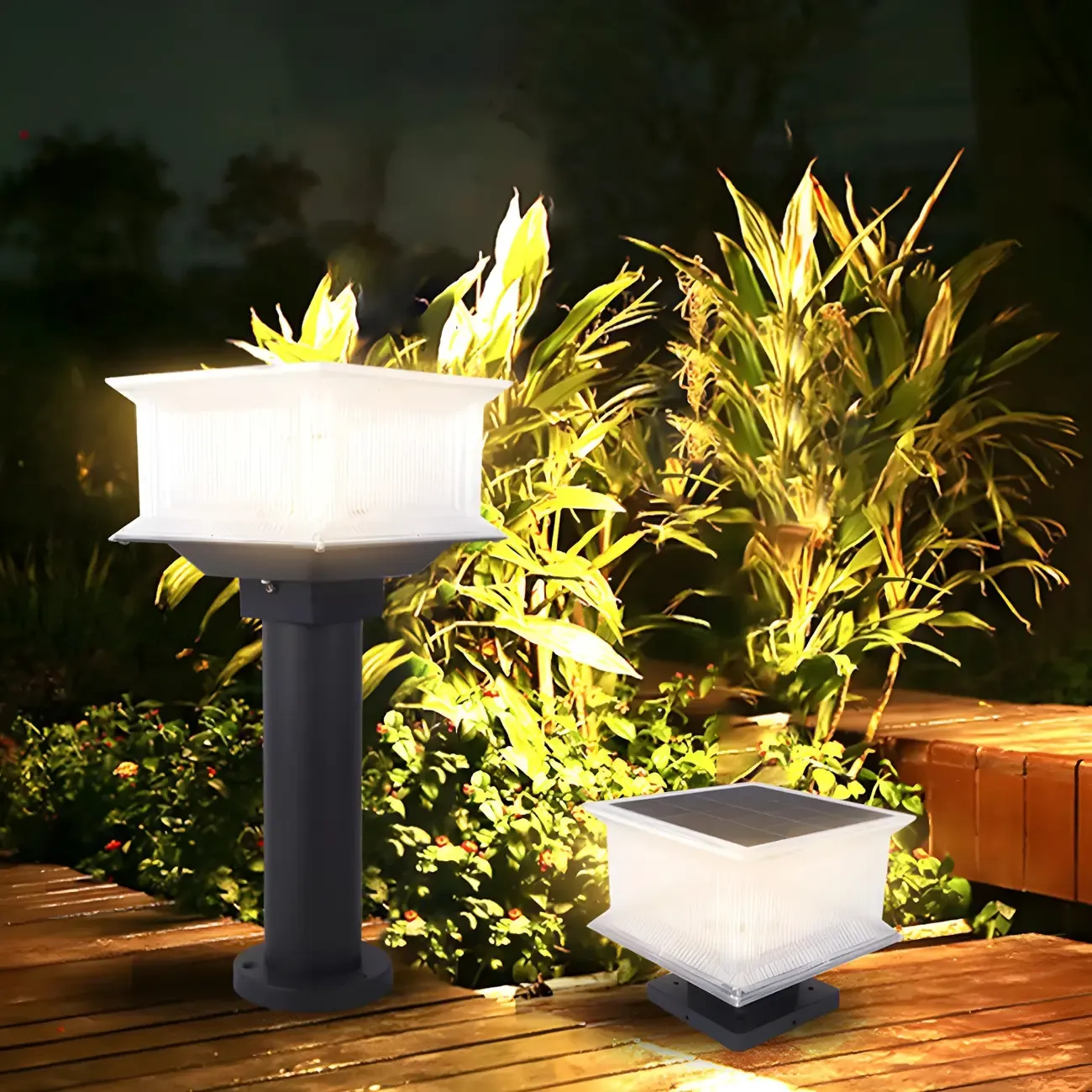 3 Color Light Solar Square Clear Post Cap Light Image - 3
