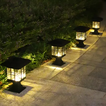Black Solar Plastic Rectangle Shape Post Cap Light Image - 1