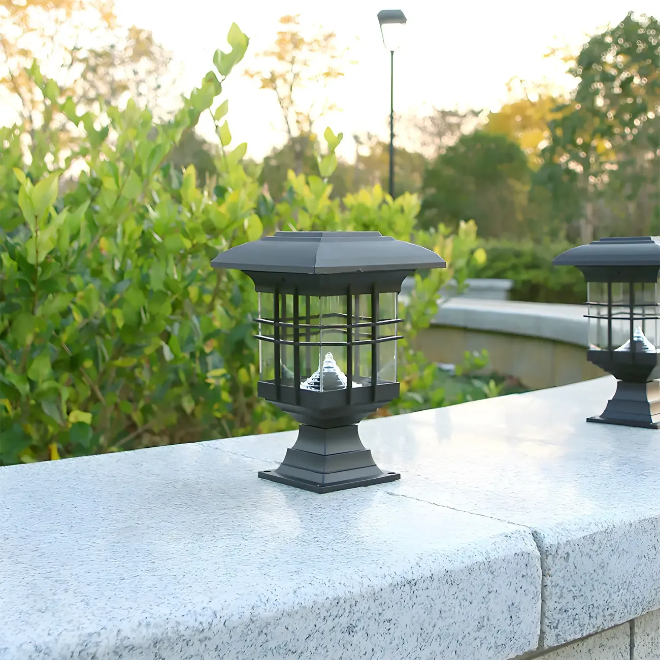 Black Solar Plastic Rectangle Shape Post Cap Light Image - 4