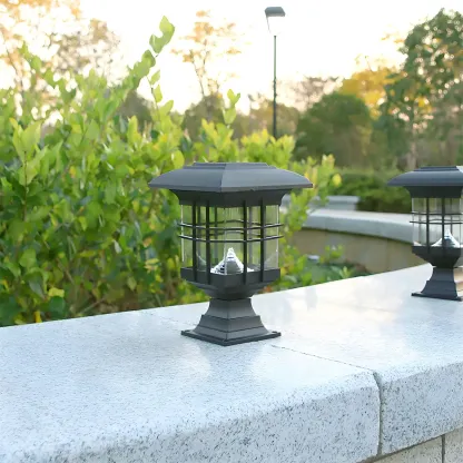 Black Solar Plastic Rectangle Shape Post Cap Light Image - 4