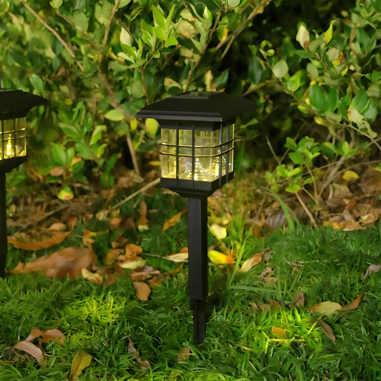 Black Solar Plastic Rectangle Shape Post Cap Light Image - 3