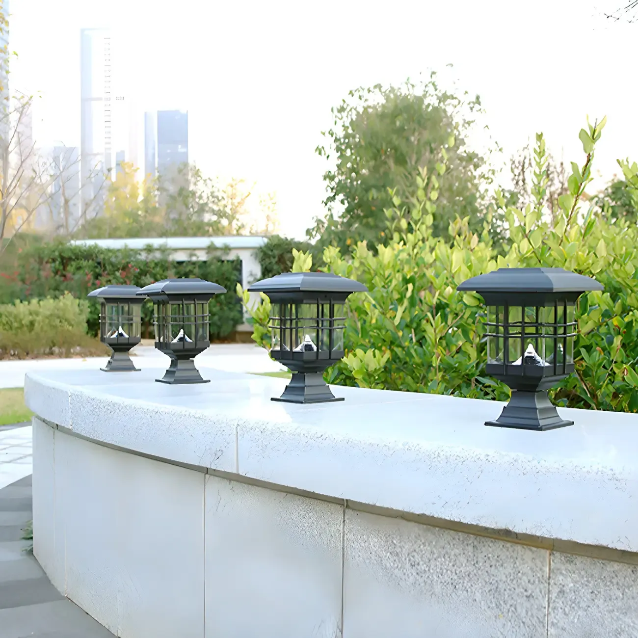 Black Solar Plastic Rectangle Shape Post Cap Light Image - 6