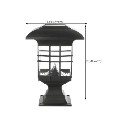 Black Solar Plastic Rectangle Shape Post Cap Light #size