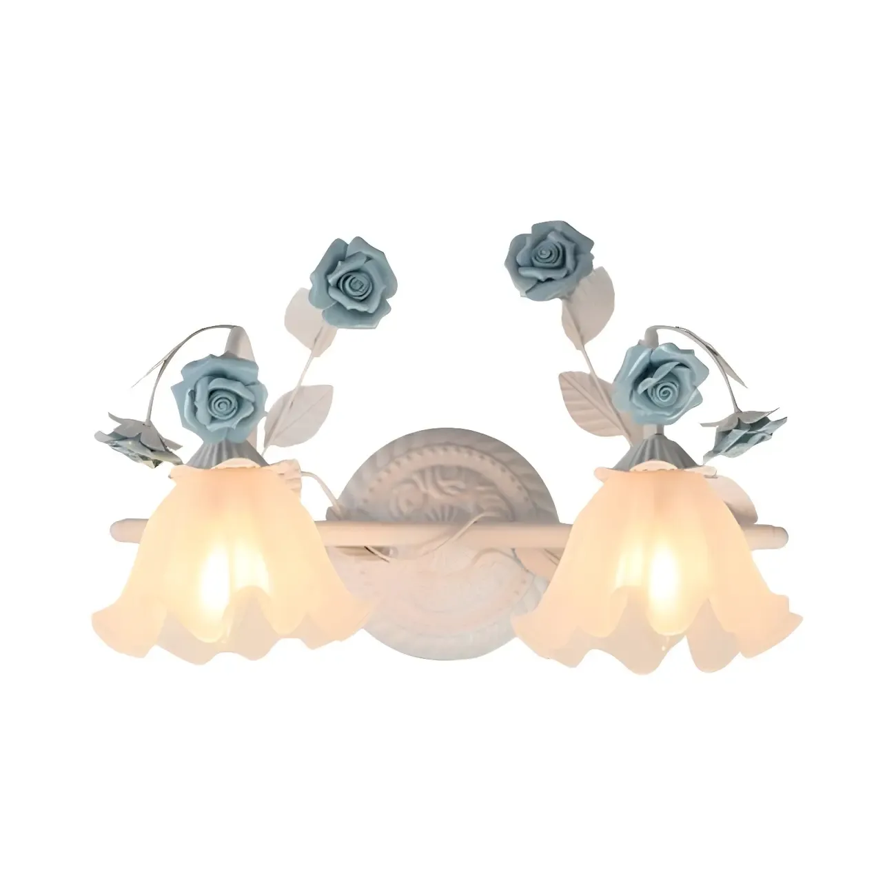 Vintage Glass Floral Frosted Vanity Wall Light for Bathroom Image - 5