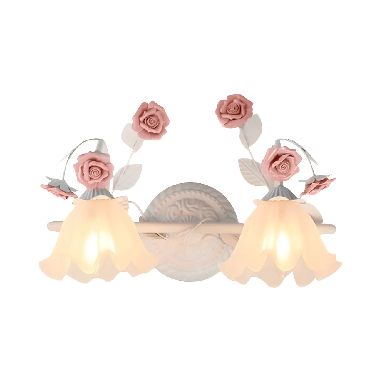Vintage Glass Floral Frosted Vanity Wall Light for Bathroom Image - 10 | homeyfad