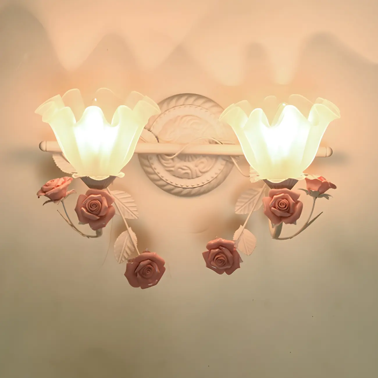 Vintage Glass Floral Frosted Vanity Wall Light for Bathroom Image - 3 | homeyfad