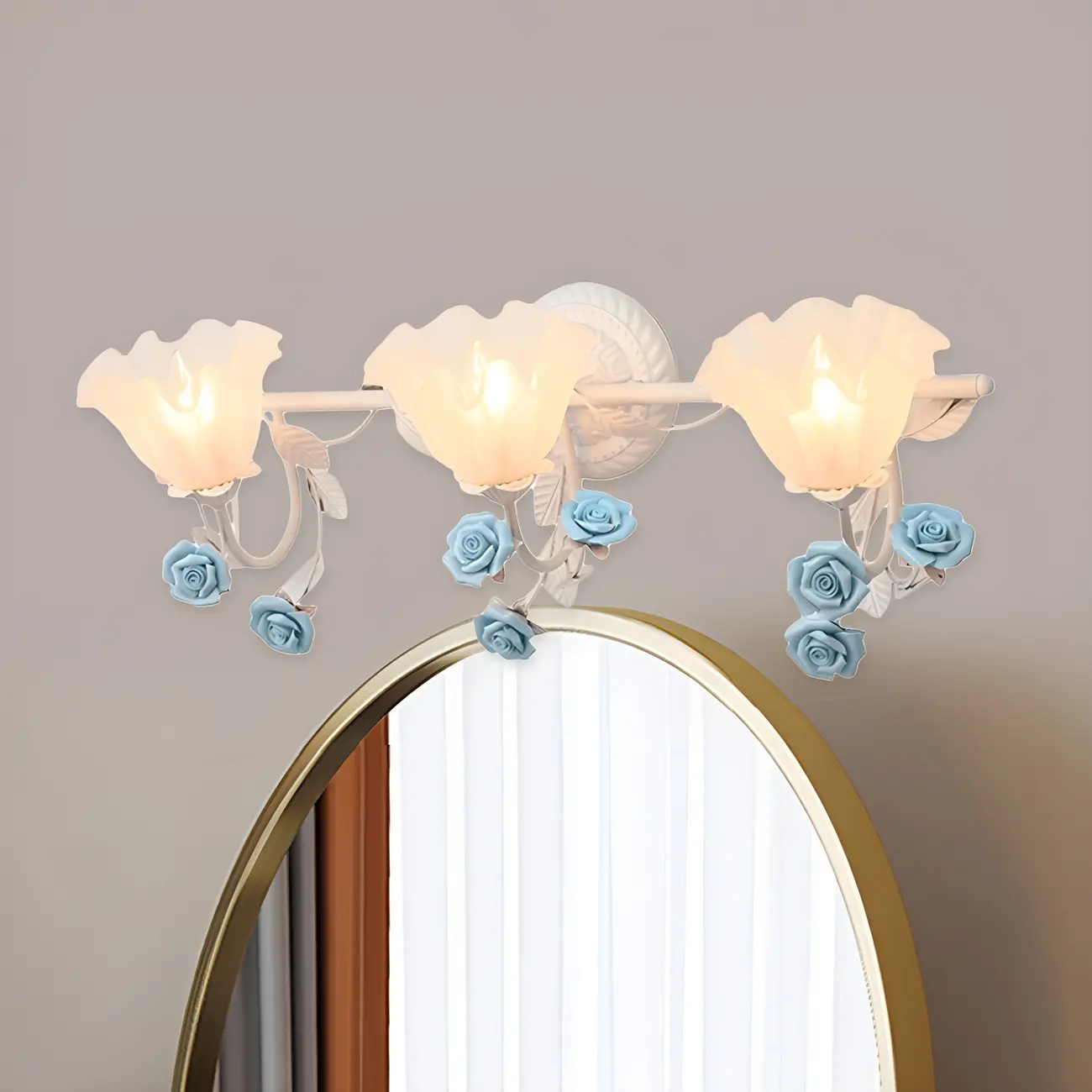 Vintage Glass Floral Frosted Vanity Wall Light for Bathroom Image - 11 | homeyfad