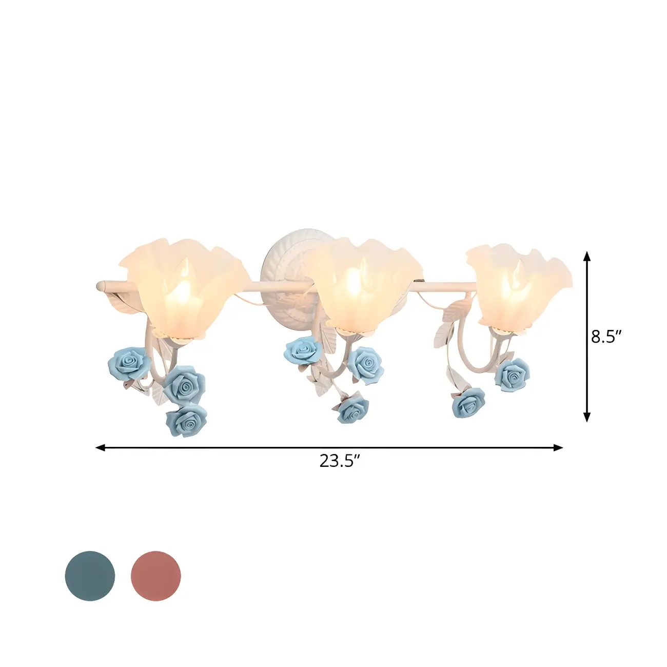 Vintage Glass Floral Frosted Vanity Wall Light for Bathroom Image - 14 | homeyfad