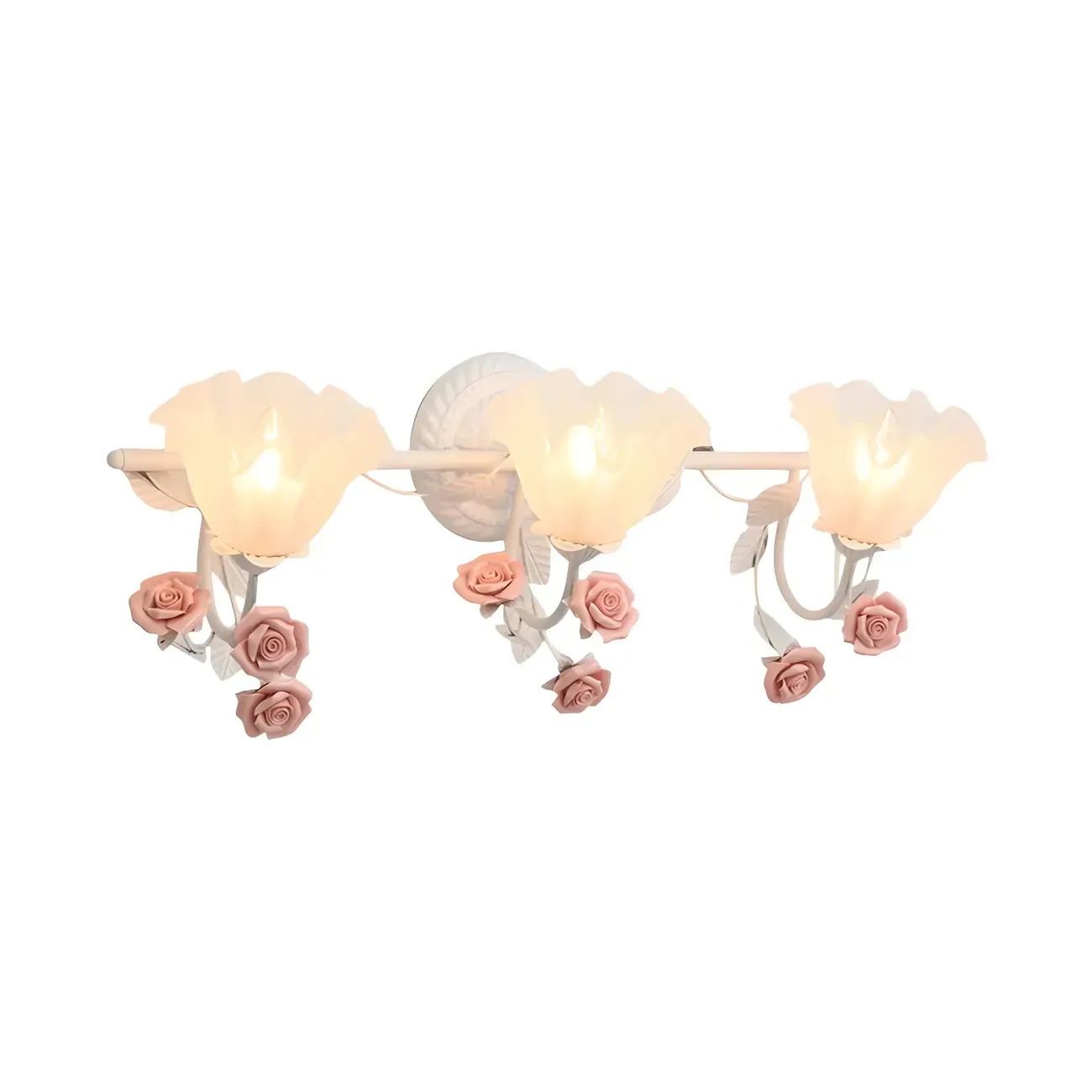 Vintage Glass Floral Frosted Vanity Wall Light for Bathroom Image - 16