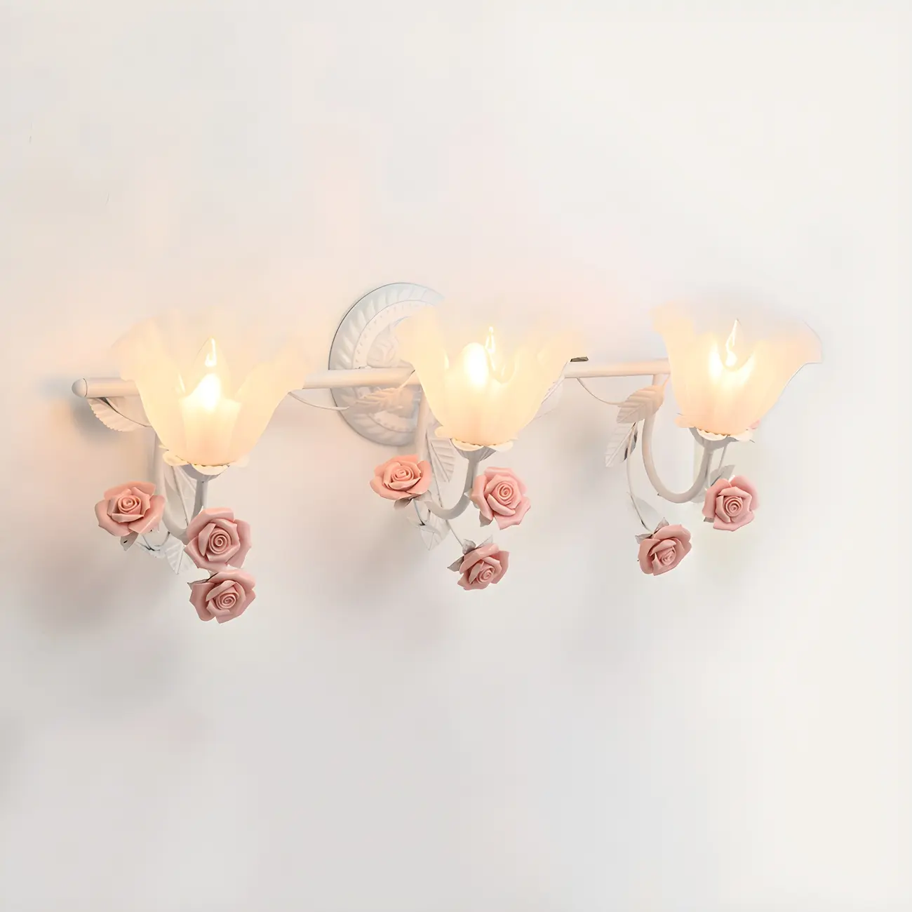 Vintage Glass Floral Frosted Vanity Wall Light for Bathroom Image - 17 | homeyfad