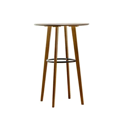 Counter Height Modern Bamboo Wood Round Bar Table Image - 4