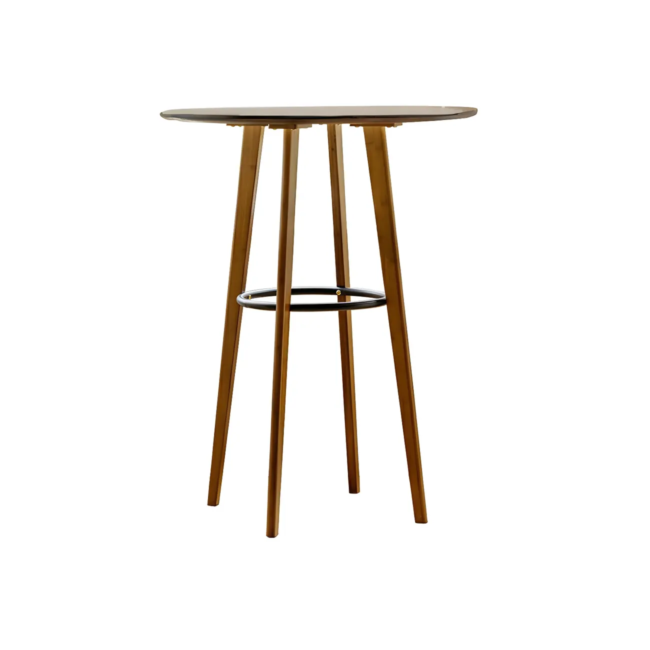 Counter Height Modern Bamboo Wood Round Bar Table Image - 5 | homeyfad