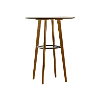 Counter Height Modern Bamboo Wood Round Bar Table Image - 5