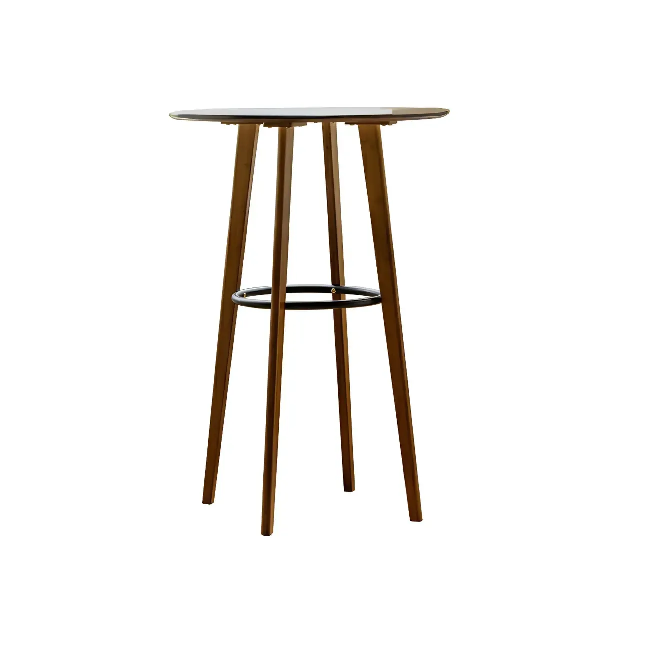 Counter Height Modern Bamboo Wood Round Bar Table Image - 7