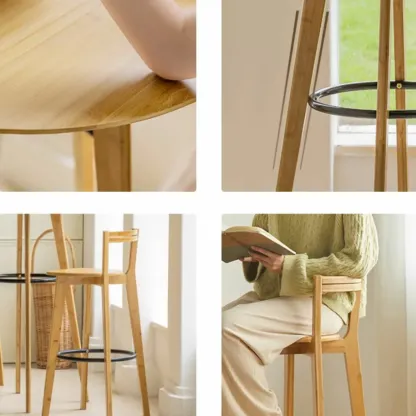 Counter Height Modern Bamboo Wood Round Bar Table Image - 8