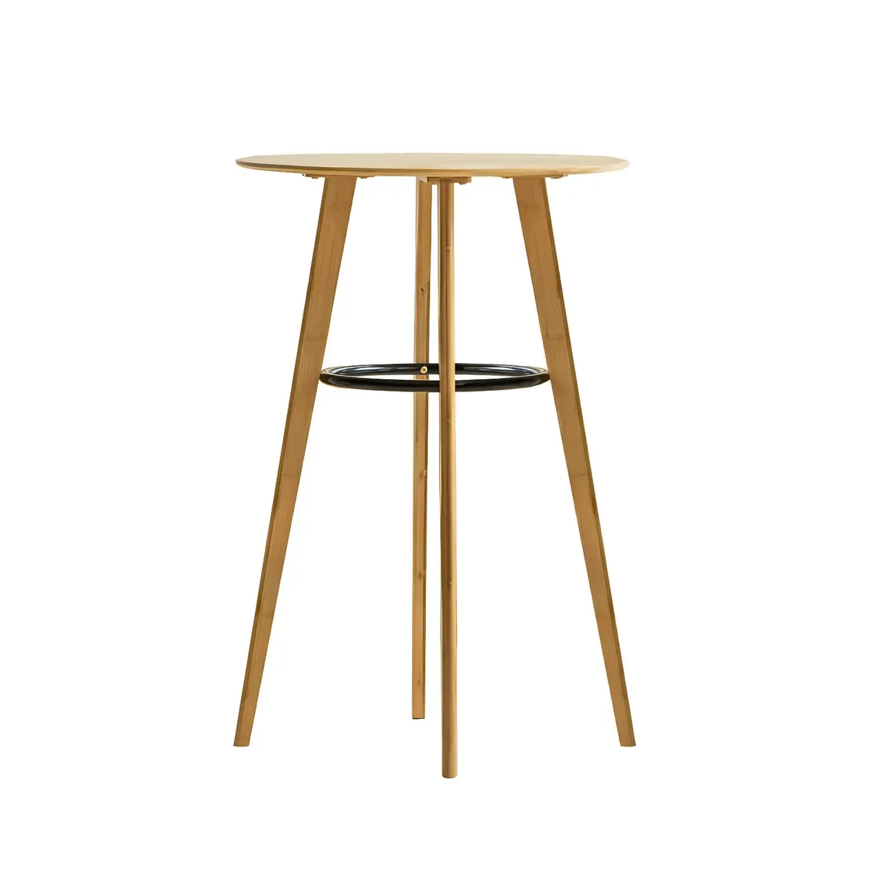 Counter Height Modern Bamboo Wood Round Bar Table Image - 9