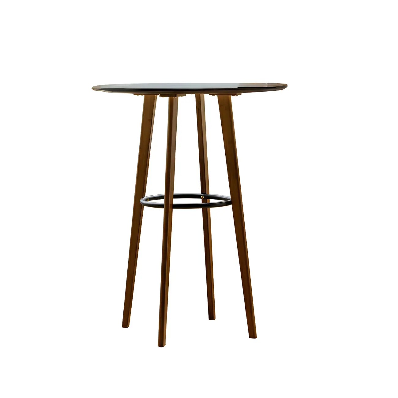 Counter Height Modern Bamboo Wood Round Bar Table Image - 10 | homeyfad