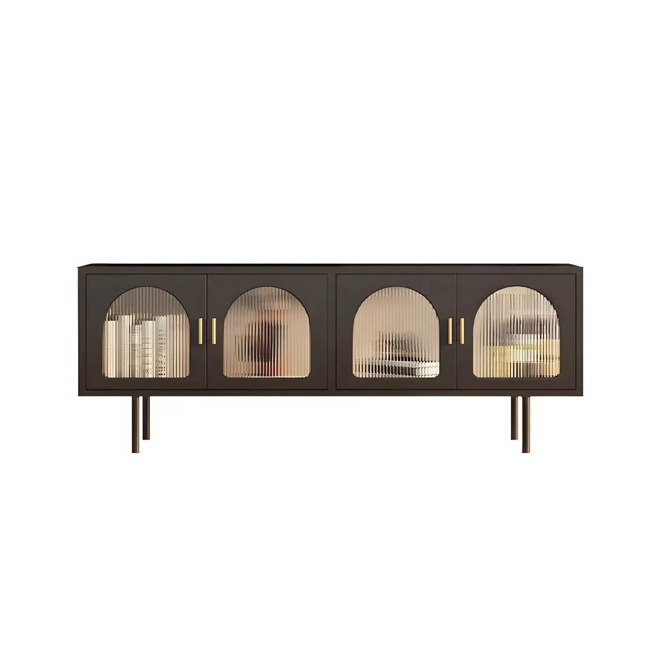 Durable Metal Juliet Arc TV Stand with Cabinet for Living Room Image - 9 | homeyfad