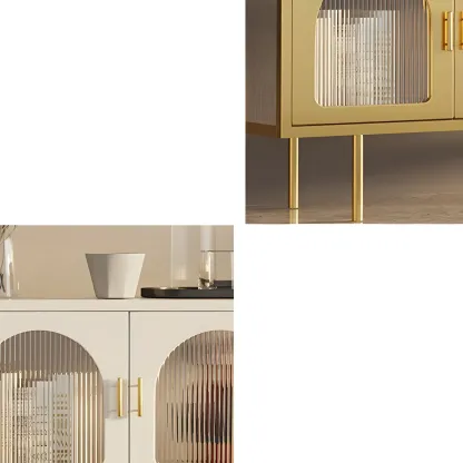 Durable Metal Juliet Arc TV Stand with Cabinet for Living Room Image - 11