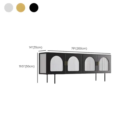 Durable Metal Juliet Arc TV Stand with Cabinet for Living Room Image - 15