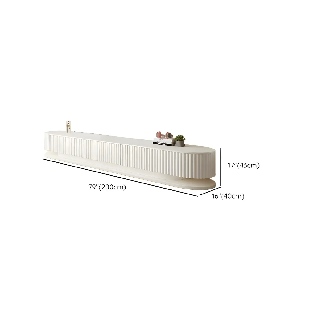 Modern White Wooden TV Stand with Curved Design #size