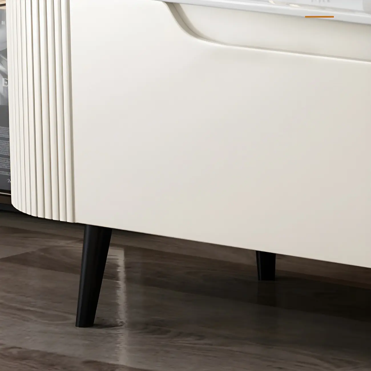 Durable Beige Wooden TV Stand with Open Storage & Drawers Image - 8 | homeyfad