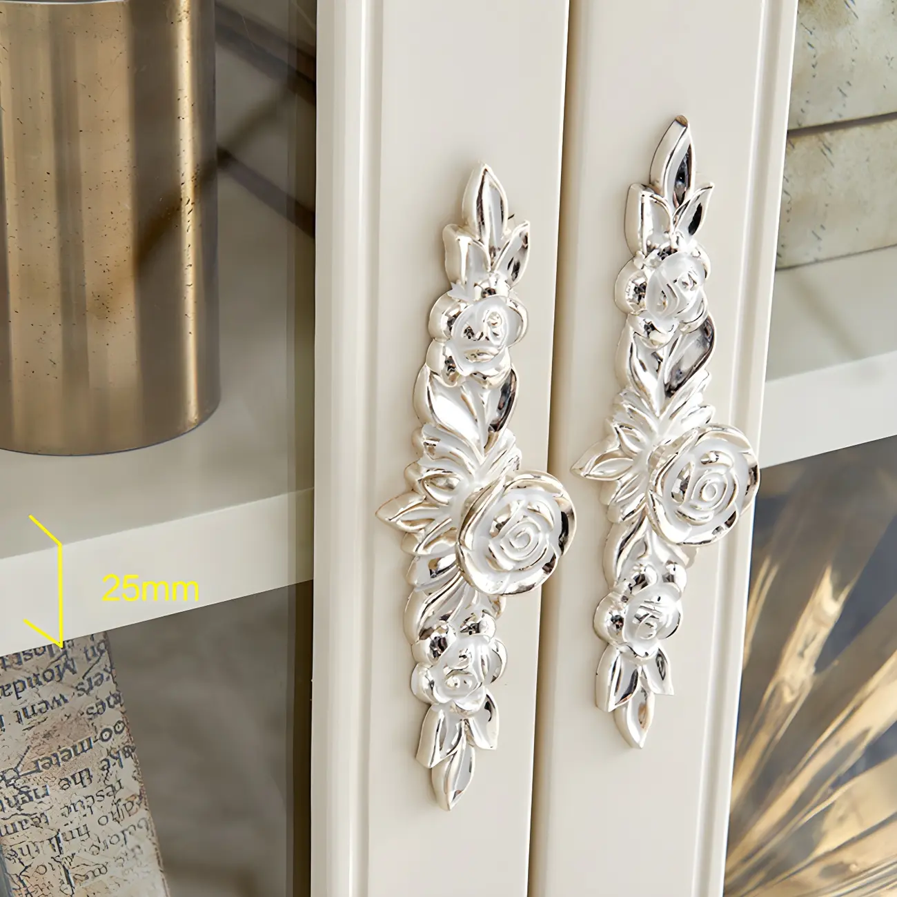 French Country White Wood 2-Drawer Bookcase with Doors Image - 9 | homeyfad