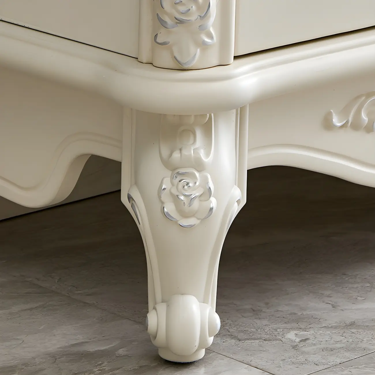 French Country White Wood 2-Drawer Bookcase with Doors Image - 10 | homeyfad