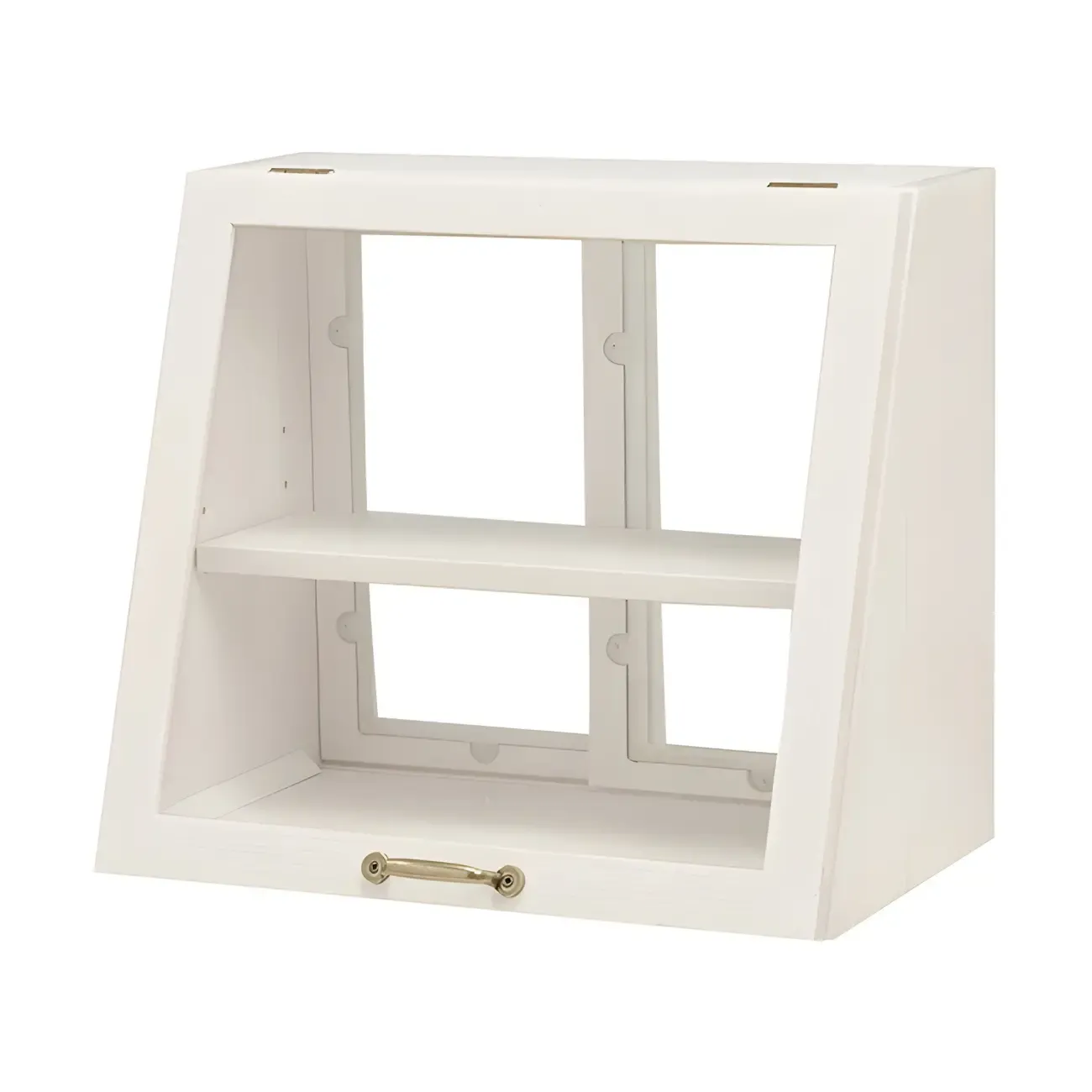 Wooden Ladder Display Cabinet with Sliding Glass Doors Image - 2