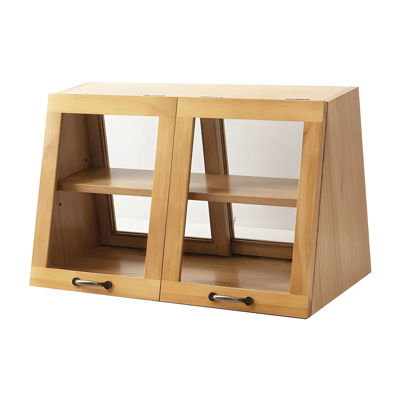 Wooden Ladder Display Cabinet with Sliding Glass Doors Image - 13 | homeyfad