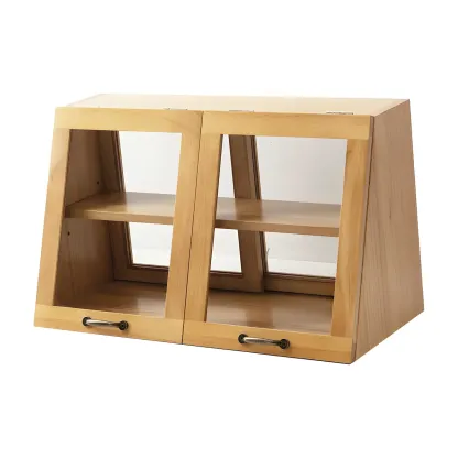 Wooden Ladder Display Cabinet with Sliding Glass Doors Image - 13