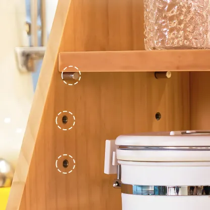 Wooden Ladder Display Cabinet with Sliding Glass Doors Image - 14