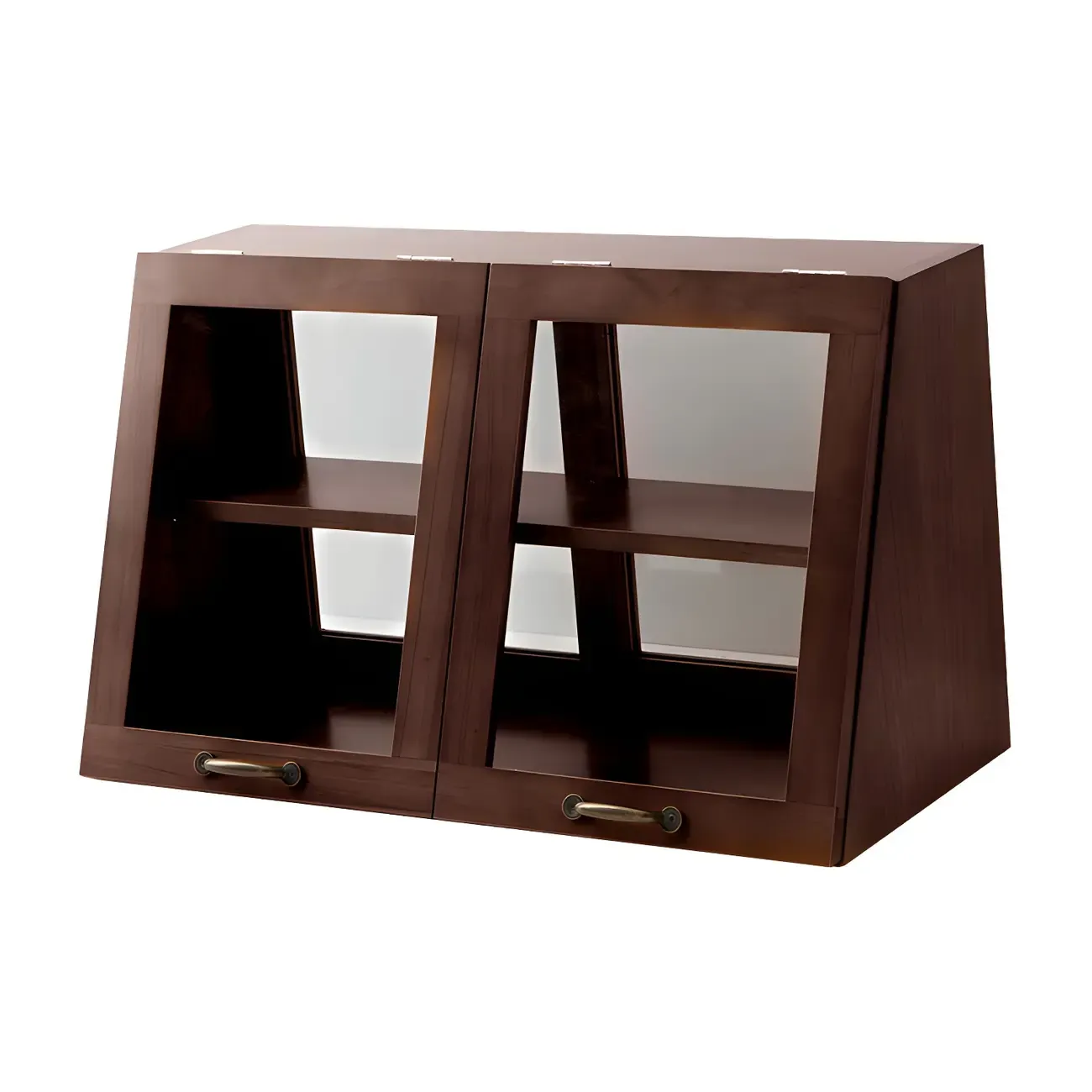 Wooden Ladder Display Cabinet with Sliding Glass Doors Image - 15