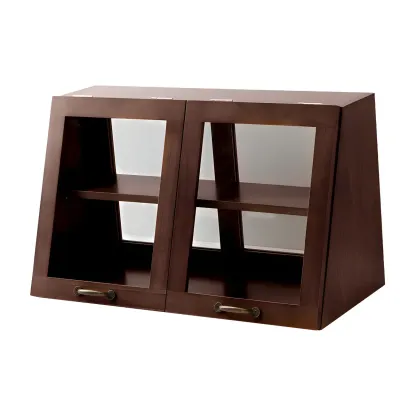 Wooden Ladder Display Cabinet with Sliding Glass Doors Image - 15