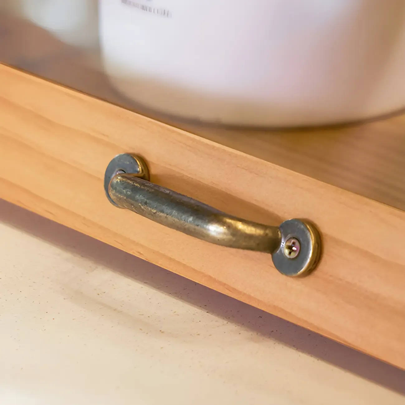 Wooden Ladder Display Cabinet with Sliding Glass Doors Image - 16