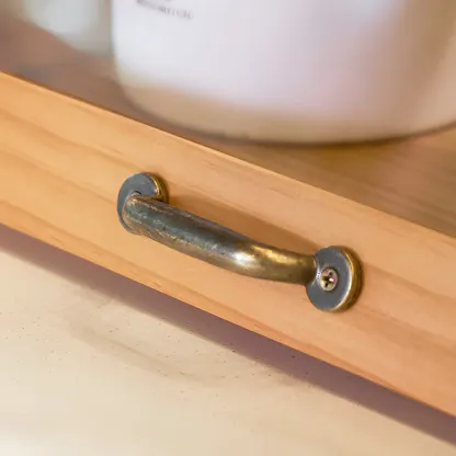 Wooden Ladder Display Cabinet with Sliding Glass Doors Image - 16