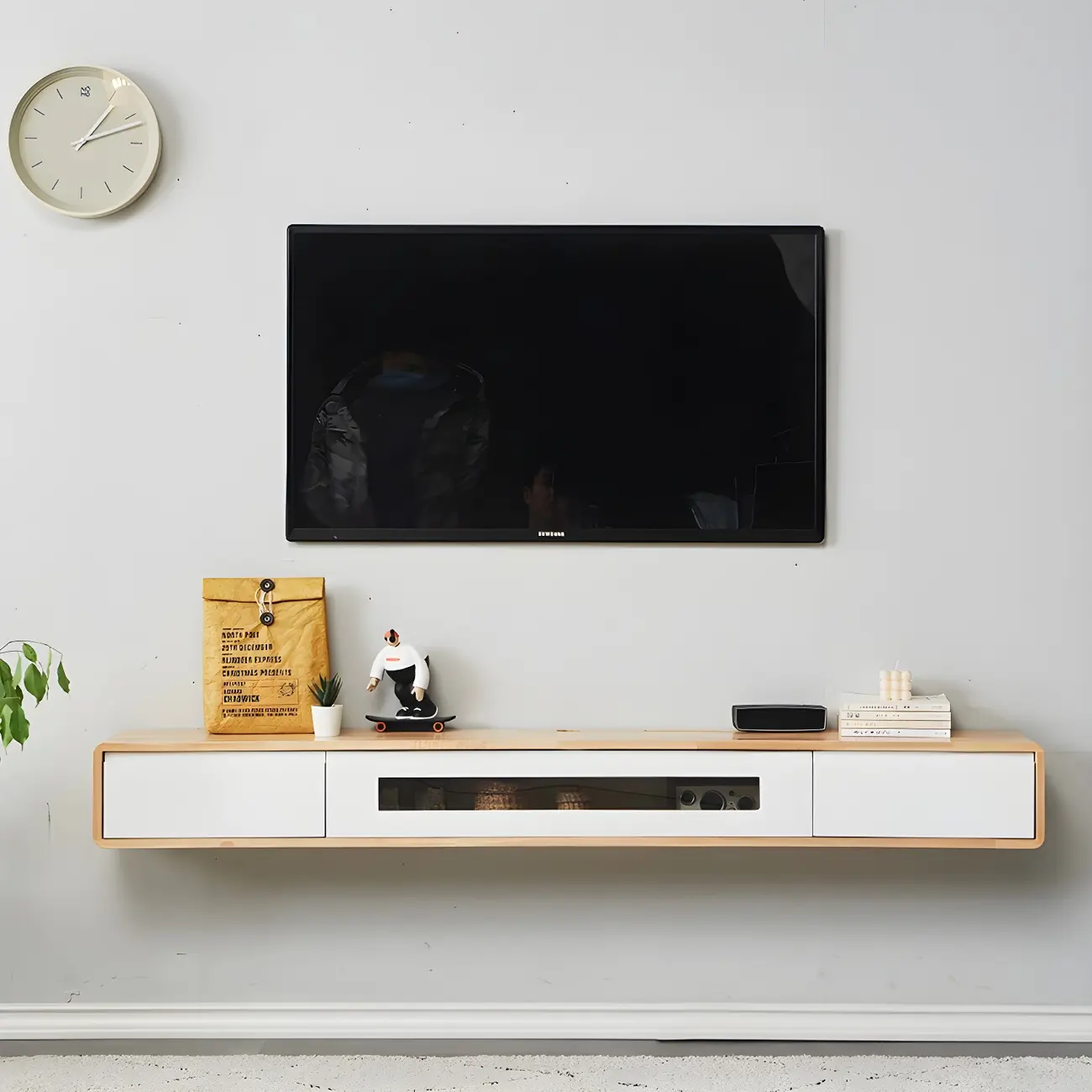 Classic Wooden Floating TV Stand with Drawers for Living Room Image - 1 | homeyfad