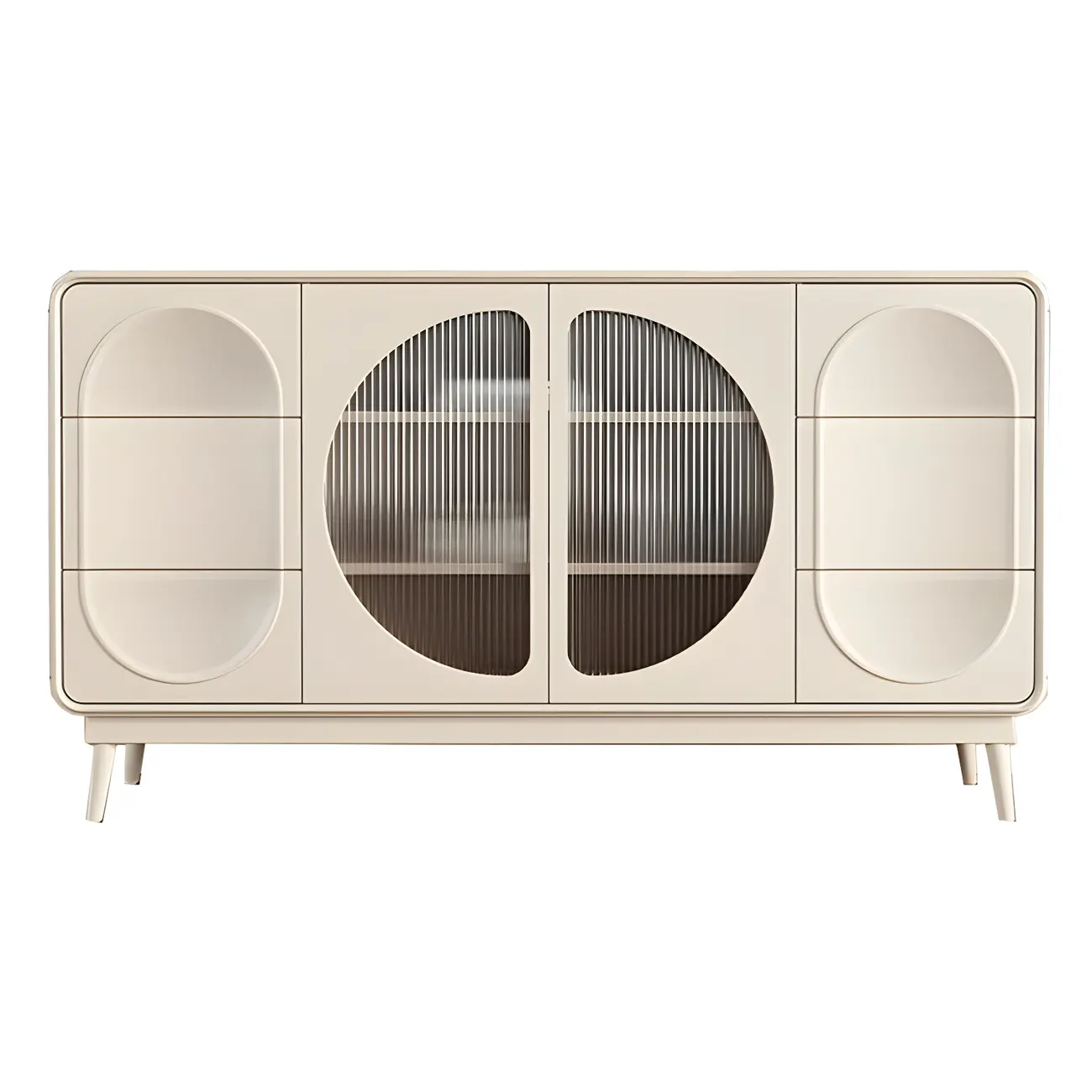 Modern White Wooden Glass No Handle Storage Cabinet Image - 5 | homeyfad