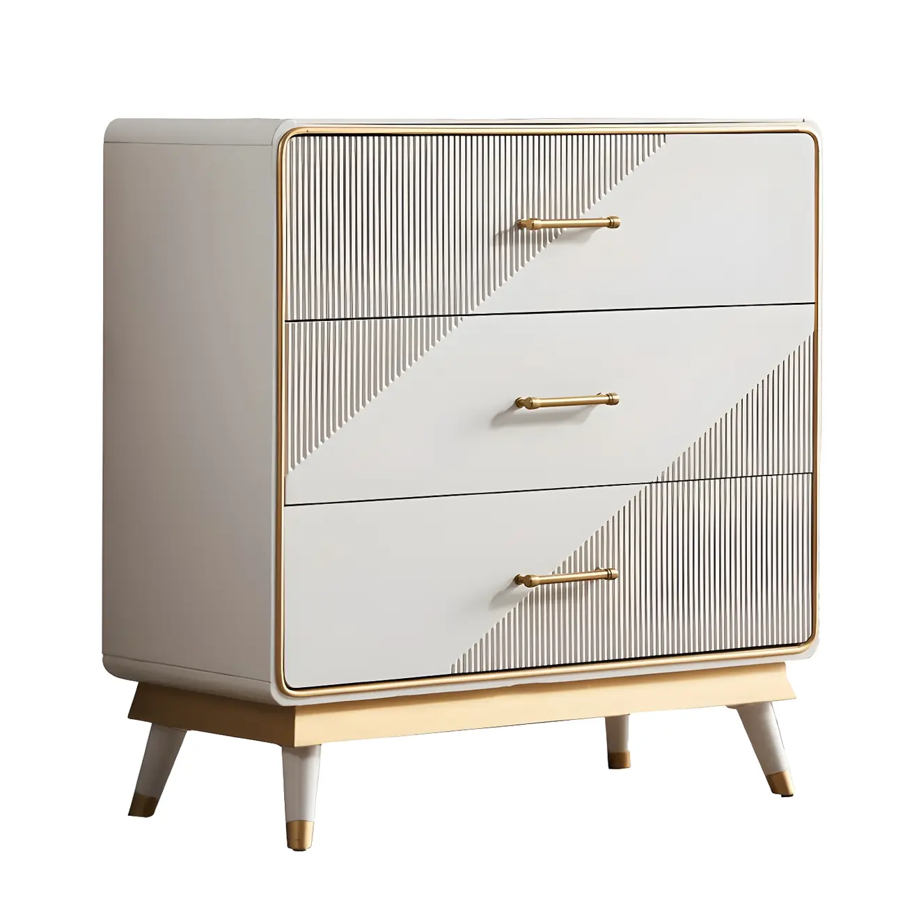 Glam Beige Wood Gold Accent Storage Cabinet Image - 9 | homeyfad