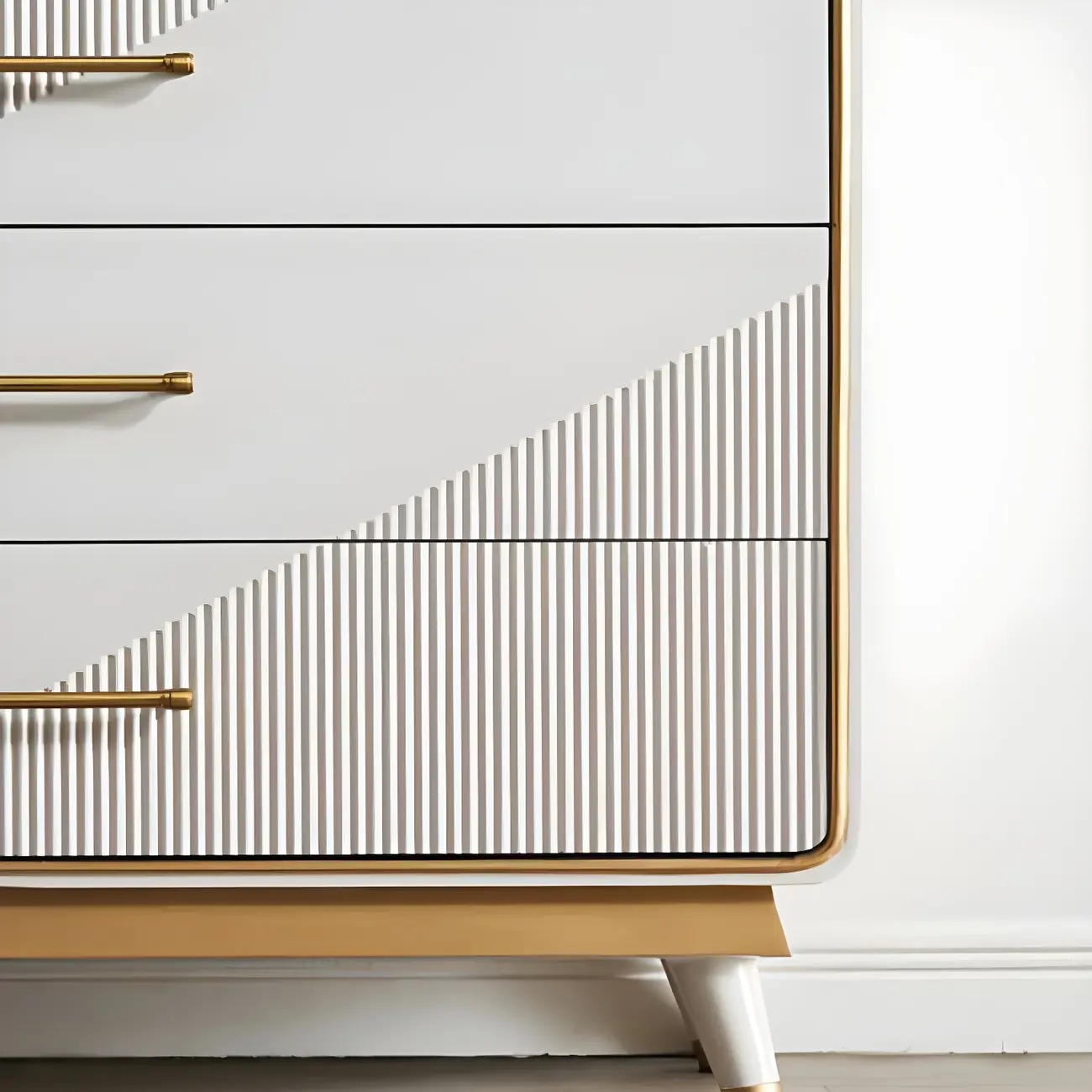 Glam Beige Wood Gold Accent Storage Cabinet Image - 15 | homeyfad