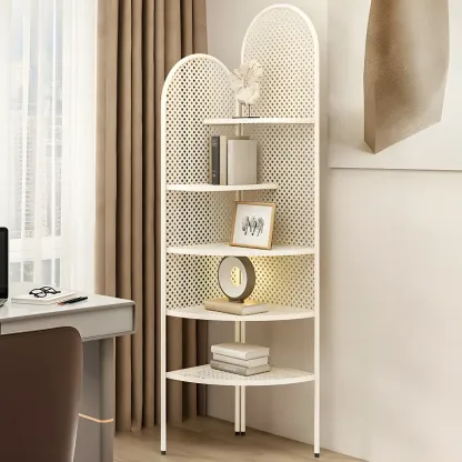 Modern Black Metal Arch Holey Back Display Corner Cabinet Image - 3