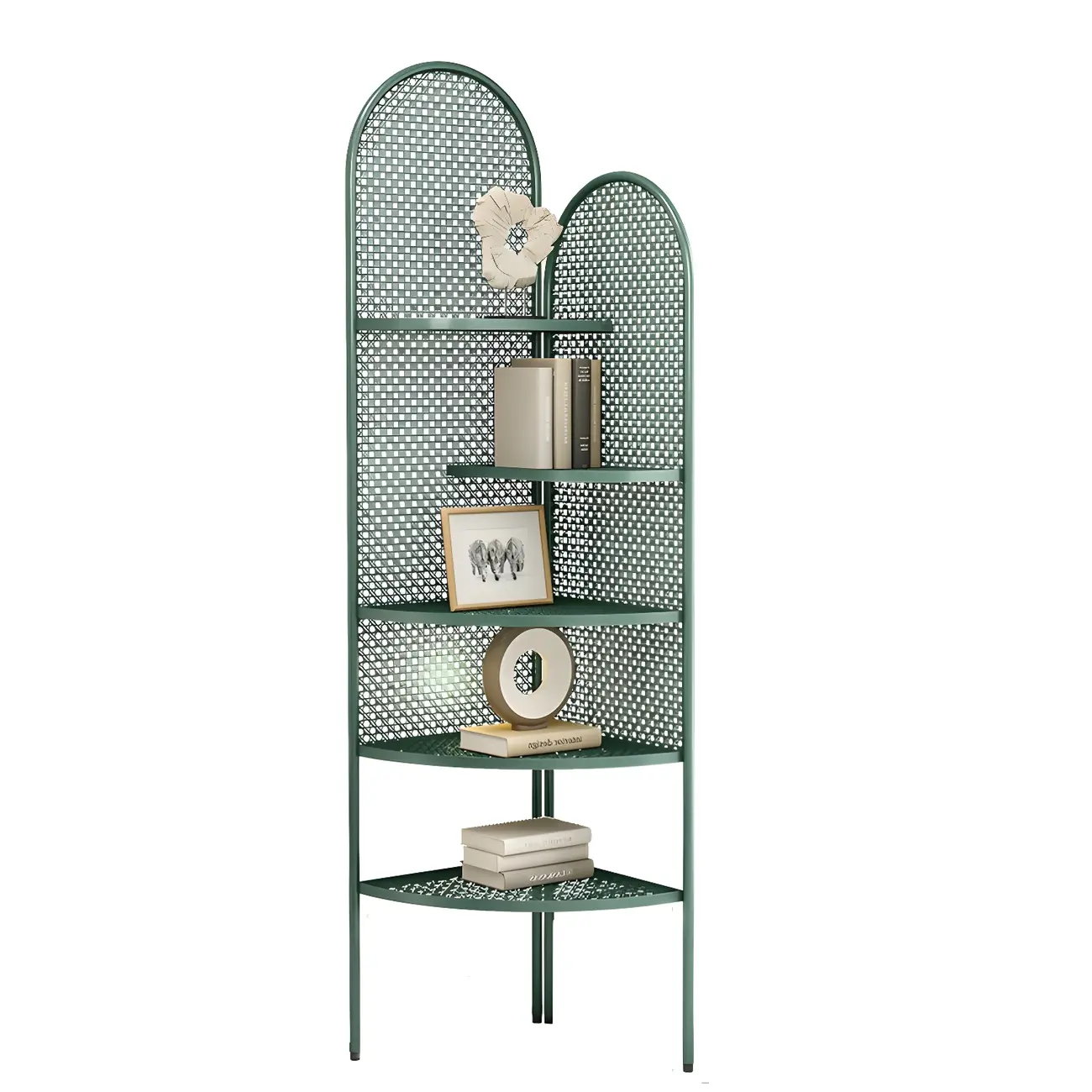 Modern Black Metal Arch Holey Back Display Corner Cabinet Image - 9 | homeyfad