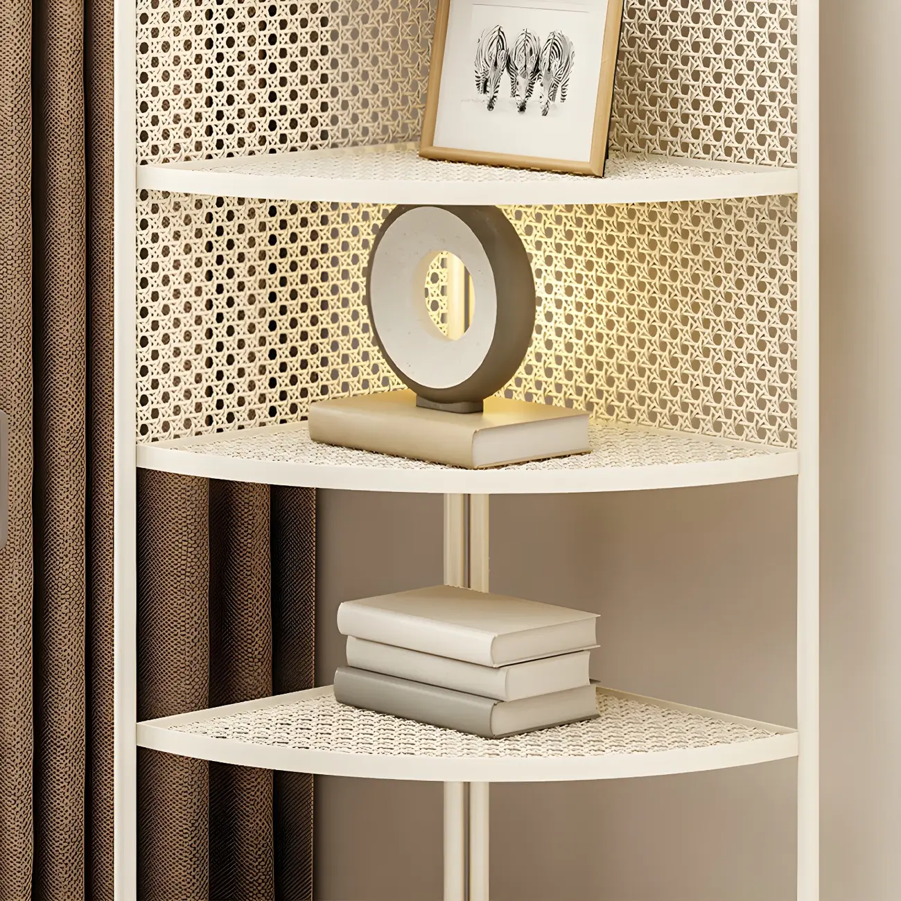 Modern Black Metal Arch Holey Back Display Corner Cabinet Image - 12 | homeyfad