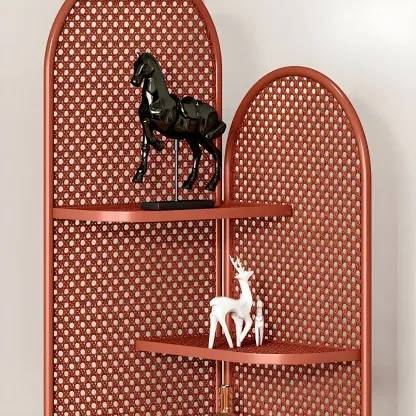 Modern Black Metal Arch Holey Back Display Corner Cabinet Image - 13