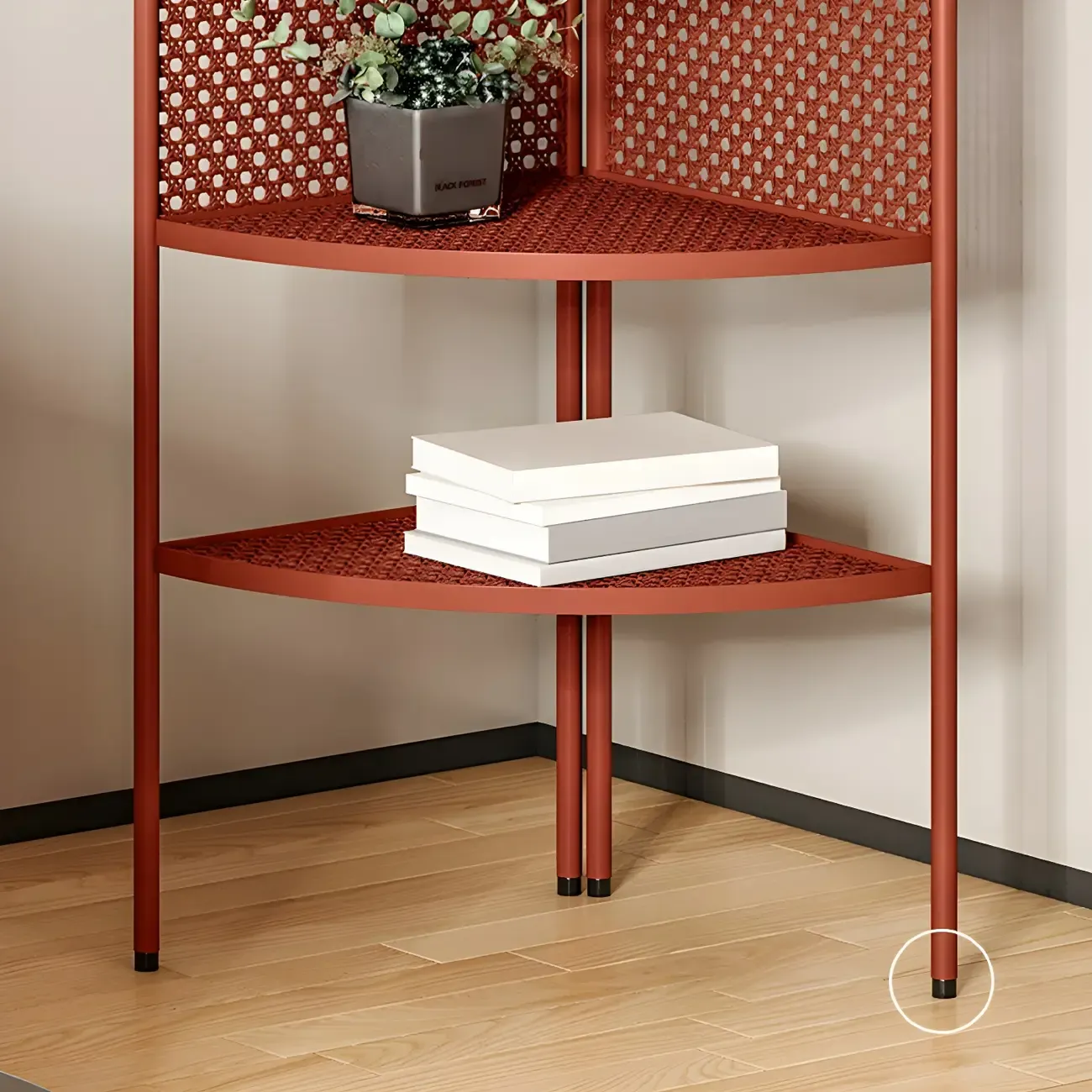 Modern Black Metal Arch Holey Back Display Corner Cabinet Image - 15