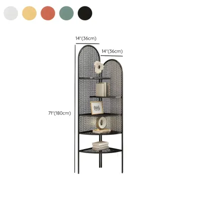 Modern Black Metal Arch Holey Back Display Corner Cabinet #size