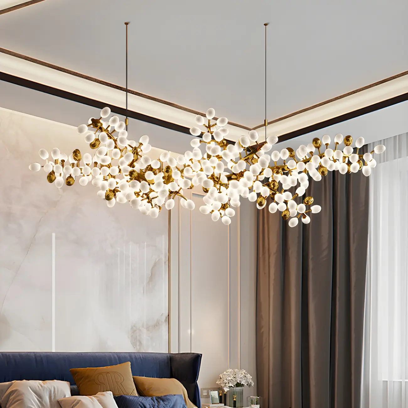 Luxury Modern Gold Glass Cluster Pendant Light for Kitchen Image - 14 | homeyfad