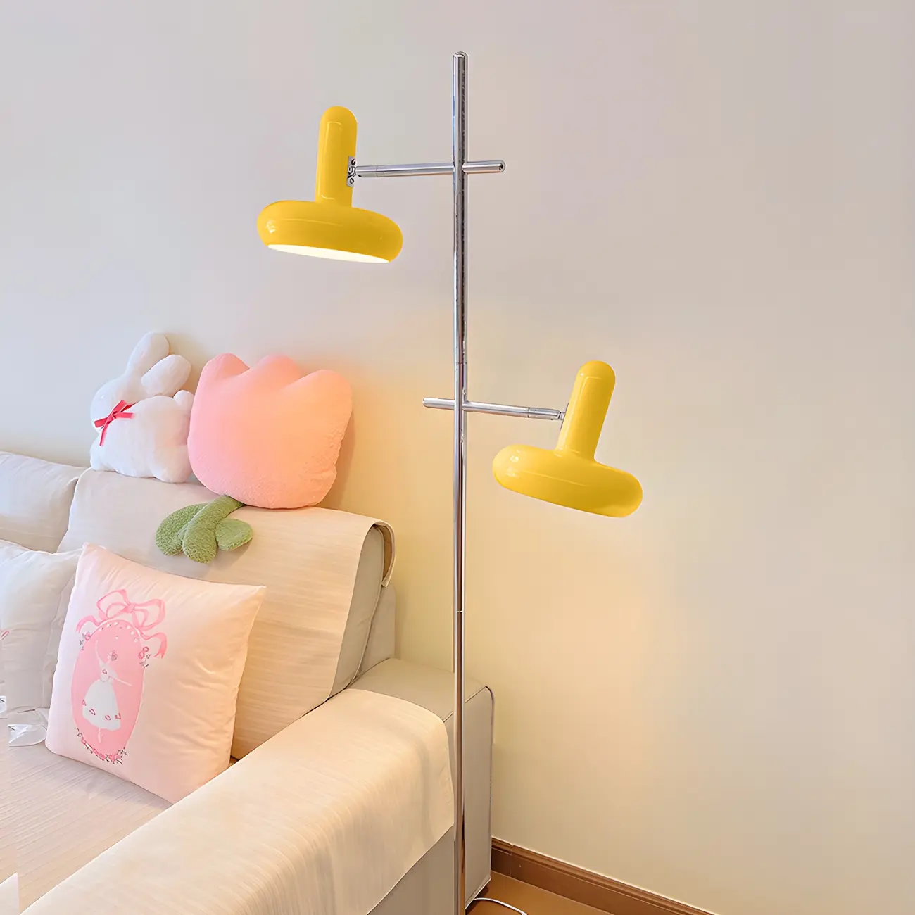 Modern 2-Light White LED Floor Lamp with Adjustable Head | homeyfad