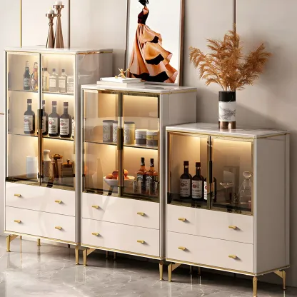 Luxurious Wooden Glass Display Cabinet with Lights for Home Image - 1