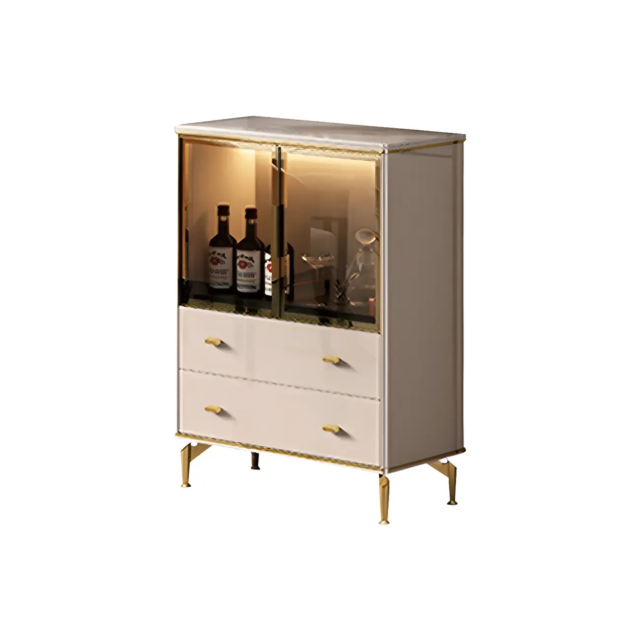 Luxurious Wooden Glass Display Cabinet with Lights for Home Image - 2